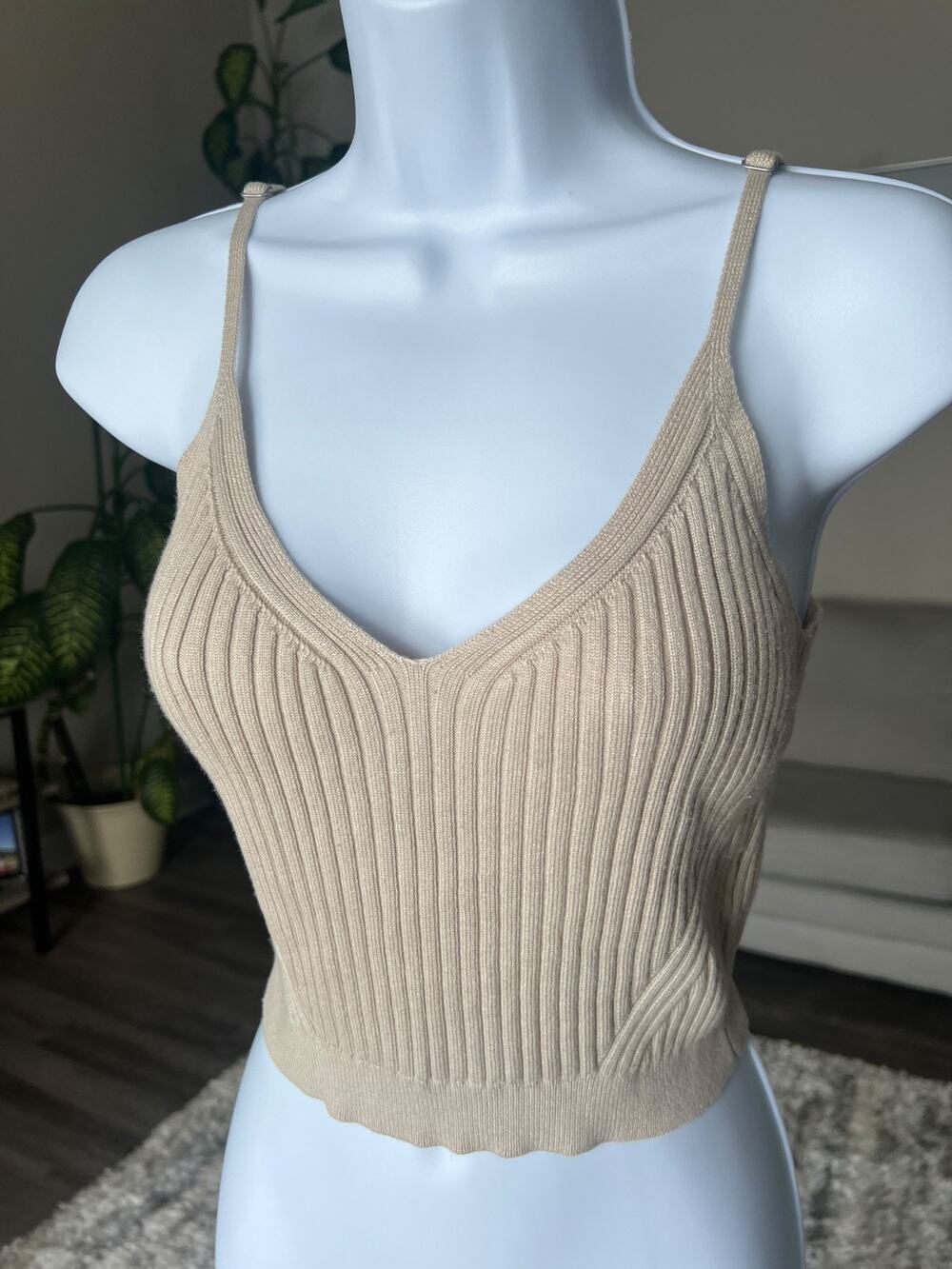 Abercrombie & Fitch Rib Knit Tank Sweater Top Brown Cocoa sz M #720